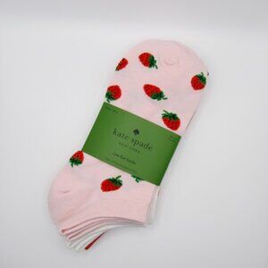NEW Kate Spade Strawberry Print Socks Pack 3 Pairs NWT
